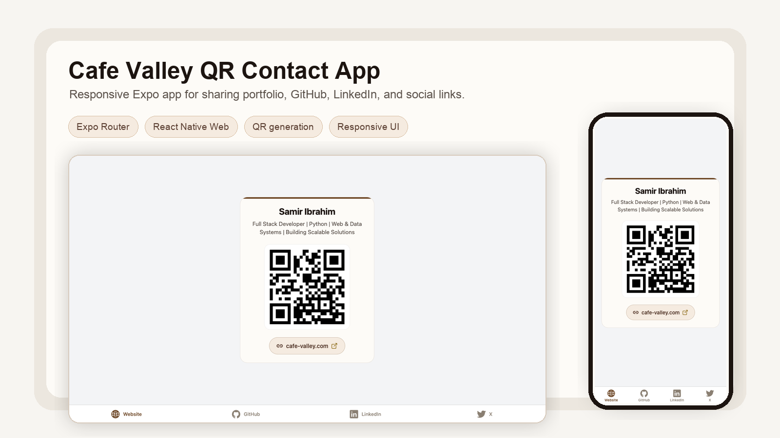 Cafe Valley — QR Contact App